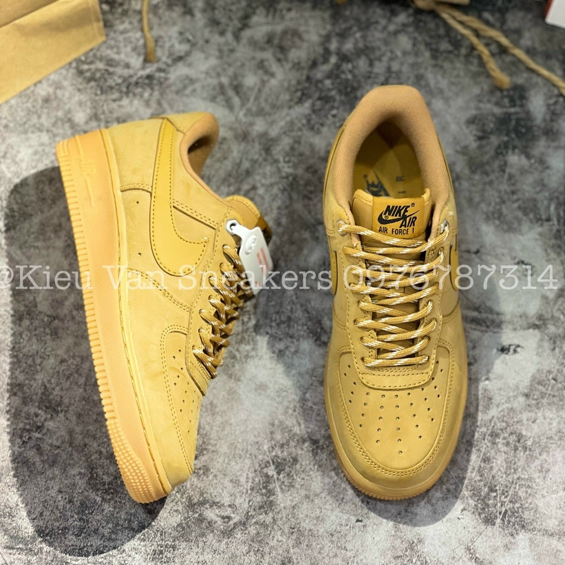 Giày AF1 Màu Vàng Da Bò Giày Air Force 1 Low Flax Wheat Cao Cấp