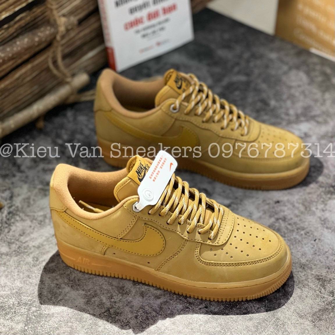 Giày AF1 Màu Vàng Da Bò Giày Air Force 1 Low Flax Wheat Cao Cấp