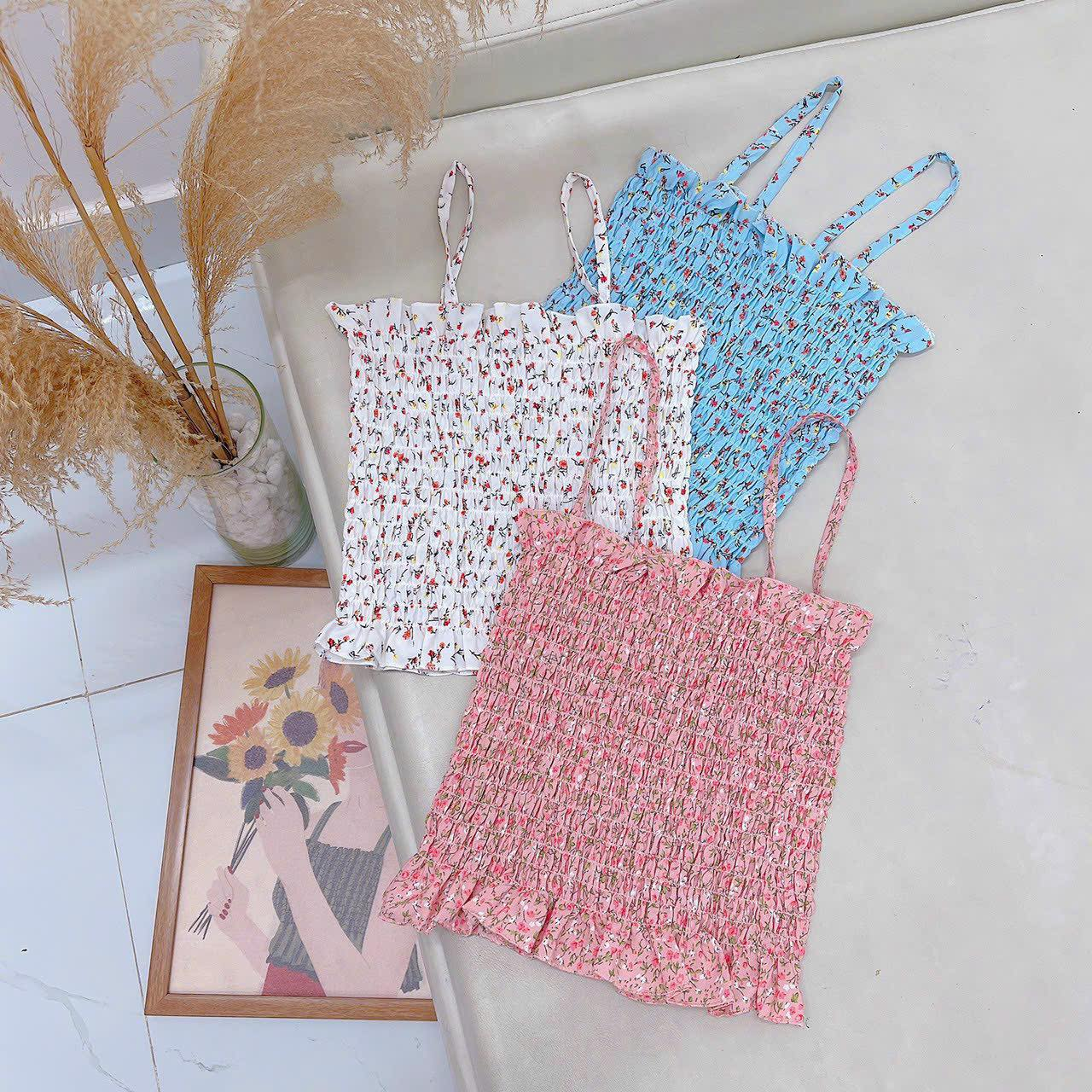 Áo Hai Dây Voan Hoa Nhún