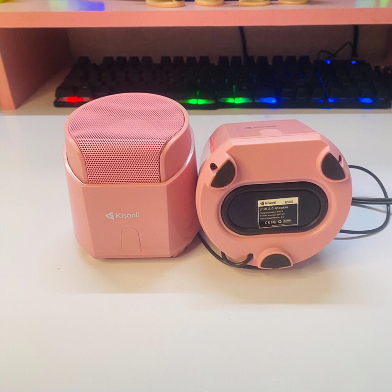 Loa Máy Tính Để Bàn Mini Màu Hồng Dễ Thương Chính Hãng 2.0 KISONLI K500 Loa Vi Tính Laptop Nghe Nhạc Gaming Có Dây