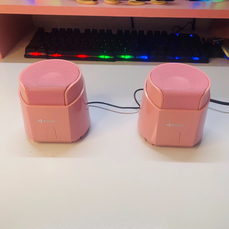 Loa Máy Tính Để Bàn Mini Màu Hồng Dễ Thương Chính Hãng 2.0 KISONLI K500 Loa Vi Tính Laptop Nghe Nhạc Gaming Có Dây