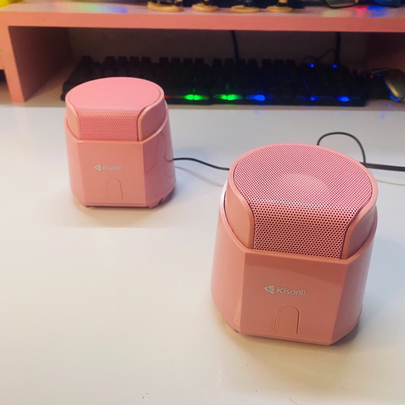 Loa Máy Tính Để Bàn Mini Màu Hồng Dễ Thương Chính Hãng 2.0 KISONLI K500 Loa Vi Tính Laptop Nghe Nhạc Gaming Có Dây
