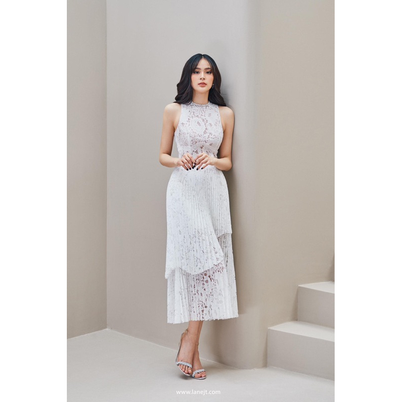 Váy S-M Lane Jt Heine Pleated Lace midi dress! Chính hãng 100%! 1990K