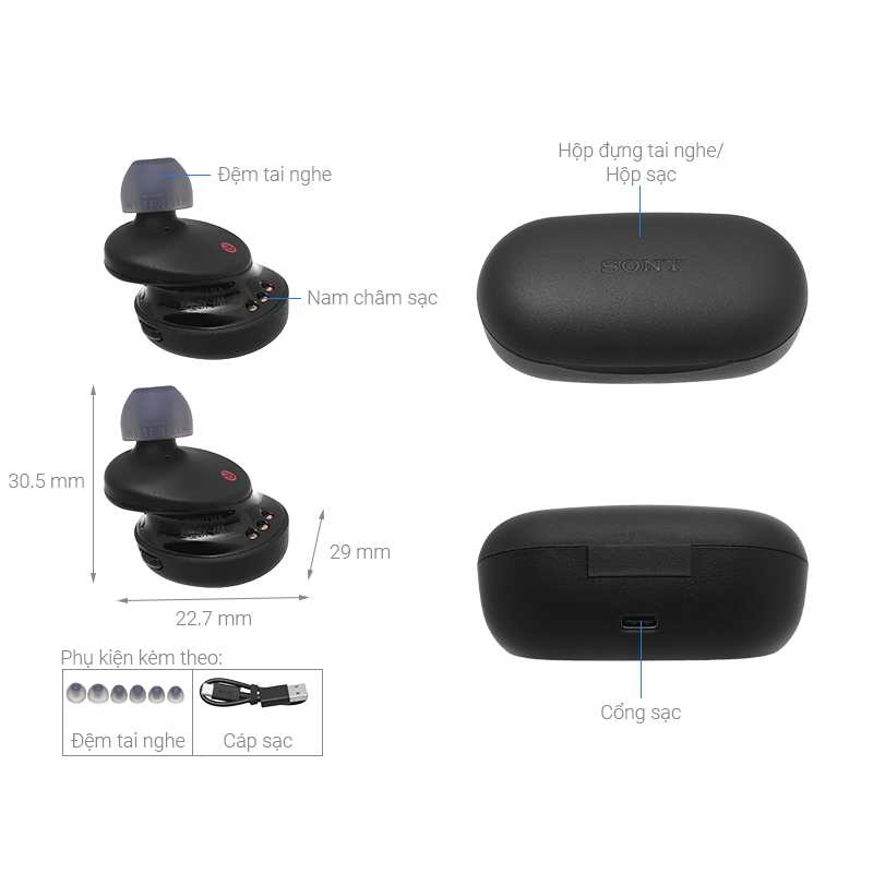 Tai nghe không dây Bluetooth Sony Extra Bass True Wireless WF-XB700 giá rẻ hàng xịn
