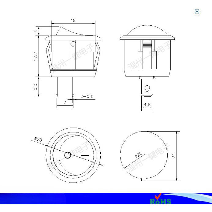 Công tắc tròn 2 chân, 3 chân