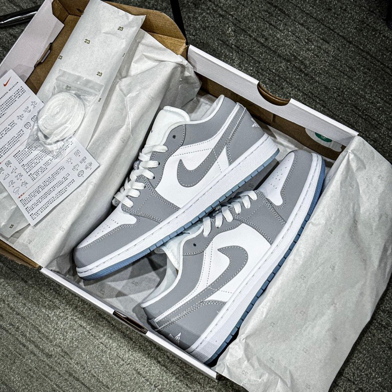 giày AIR JODAN 1 Low white wolf grey | Bản cao cấp