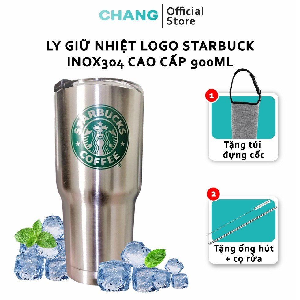 Ly Giữ Nhiệt Thái Lan 900ml Chống Tràn Tặng Kèm Bộ Phụ Kiện 2 Ống Hút Tái Sử Dụng Cọ Rửa Và Túi Đựng Tiện Lợi