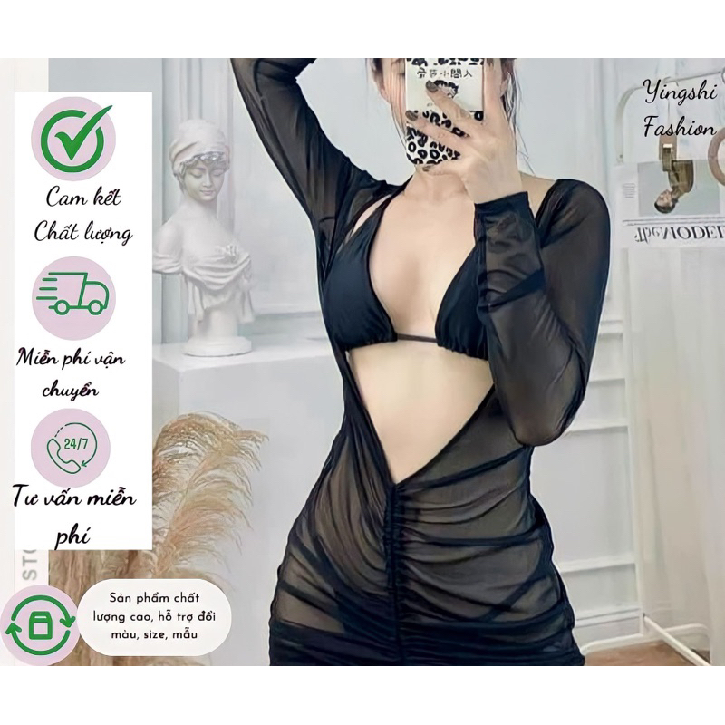 BỘ ĐỒ BƠI BIKINI 3 MẢNH DÀI TAY THỜI TRANG QUYẾN RŨ HOT NHẤT MÙA HÈ 2023 HÀNG QCCC- YINGSHI FASHION