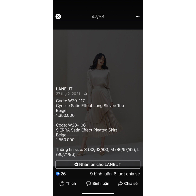 Set Lụa SML Lane Jt Satin Effect! Chính hãng 100%! 2tr9