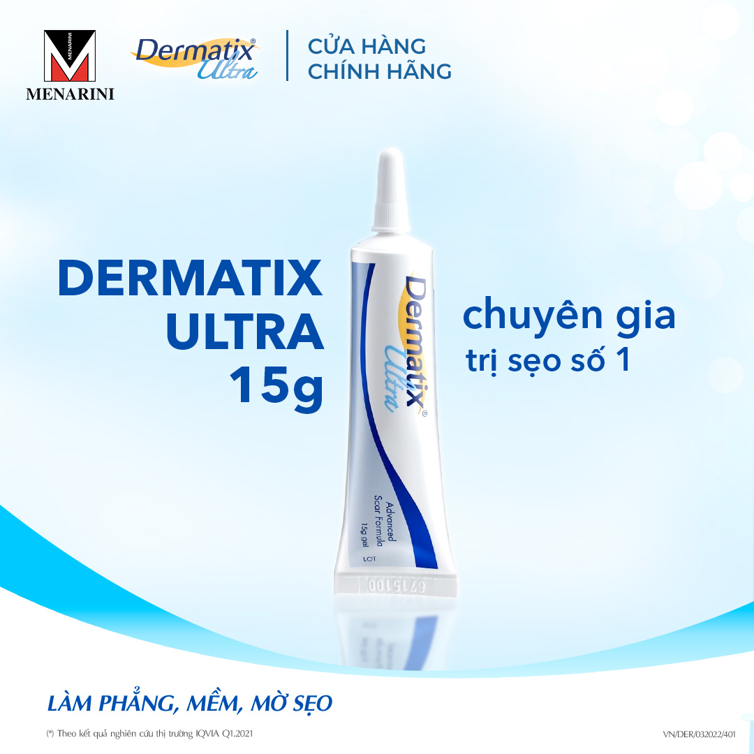 Gel làm mờ, làm phẳng mềm sẹo lồi, sẹo thâm Dermatix Ultra 15g