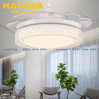 Quạt trần đèn trang trí dấu cánh HAPOVA FERA 8050 Động cơ 6 số + Tặng kèm điều khiển từ xa