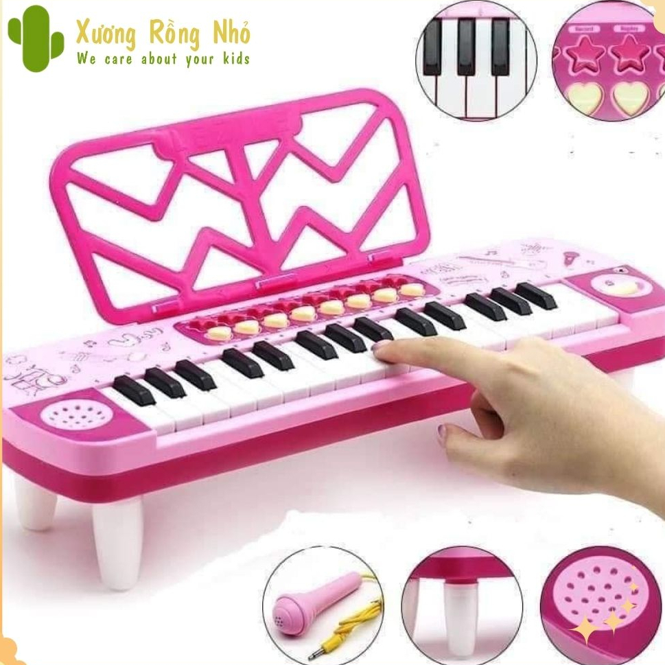 Đồ Chơi Đàn Piano kèm mic cho bé tập đàn và tập hát Xương Rồng Nhỏ