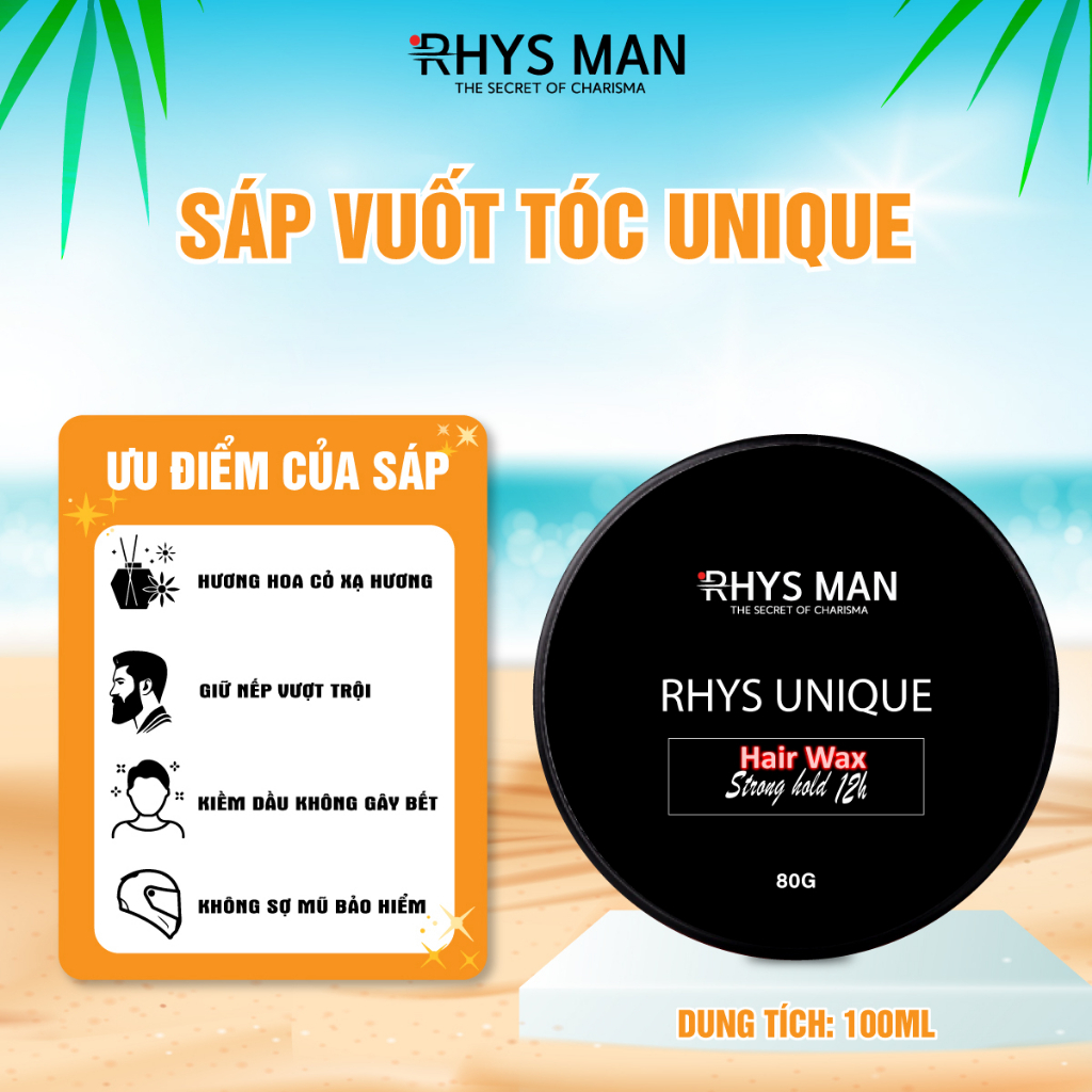 Sáp vuốt tóc nam RHYS MAN Rhys Unique + Tặng quà