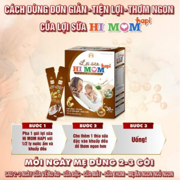 Lợi Sữa Hi Mom Happi Gọi Sữa Về,Mát Sữa ,Thông Tắc Tuyến Sữa,Có Chè Vằng,Cỏ Sữa tốt Cho Mẹ Sau Sinh Đang Cho Bé Ti