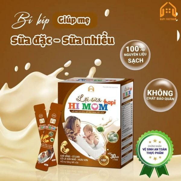 Lợi Sữa Hi Mom Happi Gọi Sữa Về,Mát Sữa ,Thông Tắc Tuyến Sữa,Có Chè Vằng,Cỏ Sữa tốt Cho Mẹ Sau Sinh Đang Cho Bé Ti