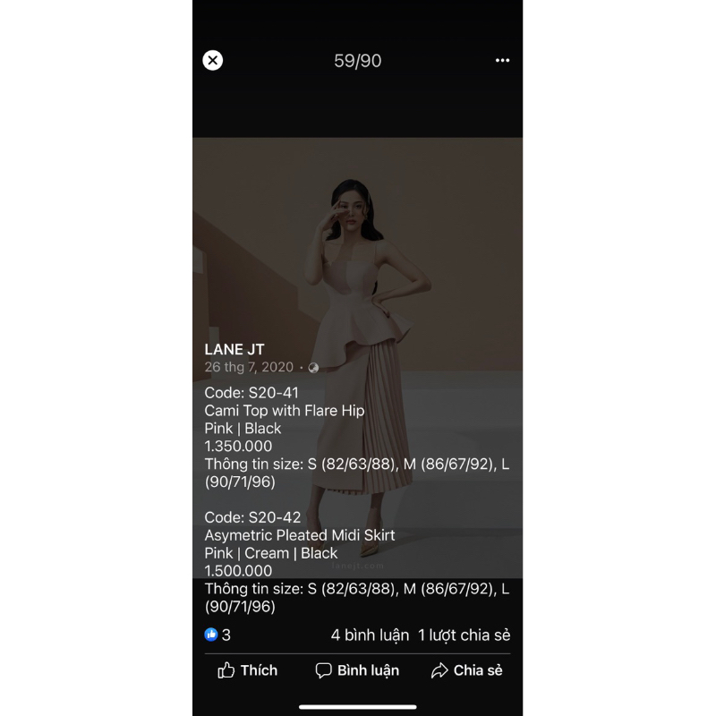 Set váy S-M Lane Jt 2 dây hồng nude! Chính hãng 100%! 2850K