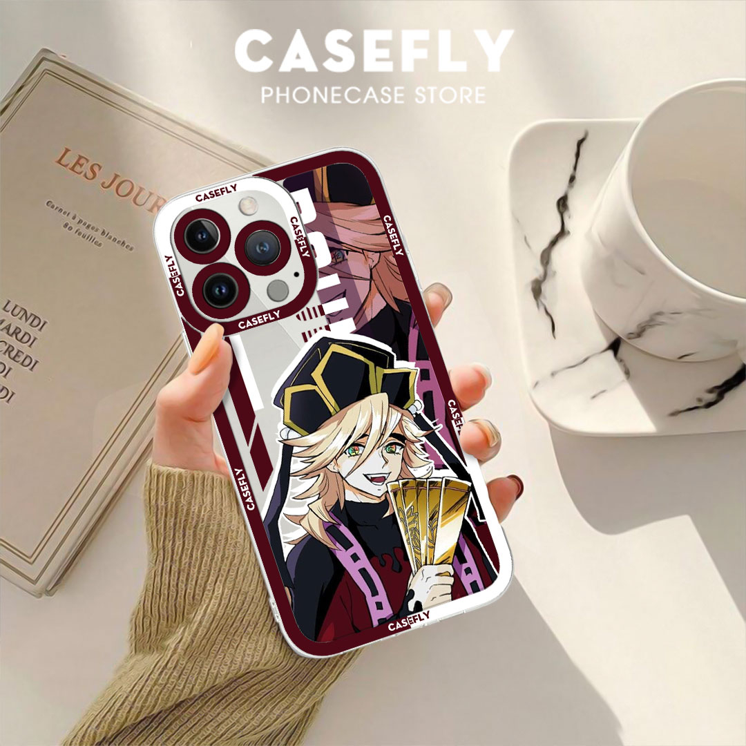 Ốp lưng iphone cạnh vuông trong suốt Demon Slayer Kimetsu No Yaiba Douma 6/6s//7/7plus/8/8plus/x/xs/11/12/pro/promax