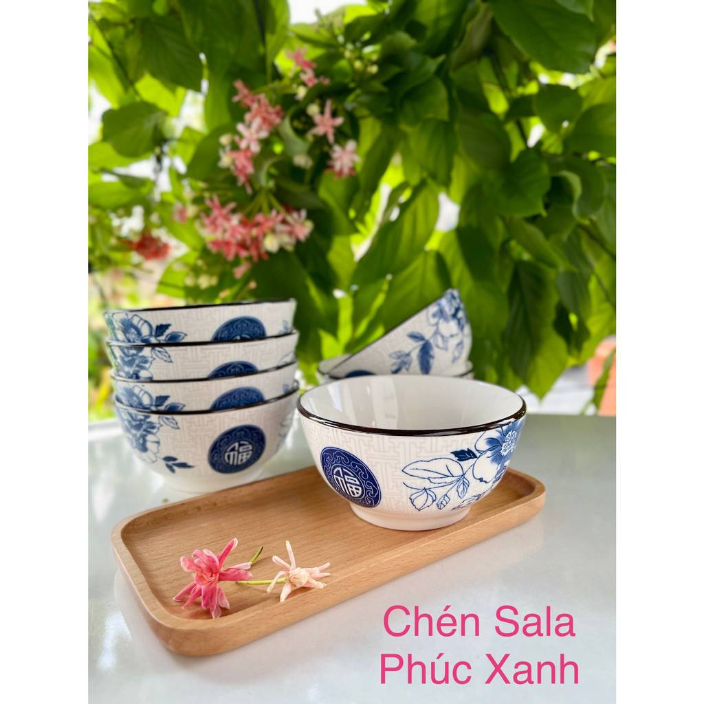 Set Tô, Chén, Đĩa Họa Tiết Phúc Xanh - Đồ Sứ Decor, Dĩa Đựng Đồ Ăn, Tráng Men Cao Cấp, Dụng Cụ Bàn Ăn Cao Cấp