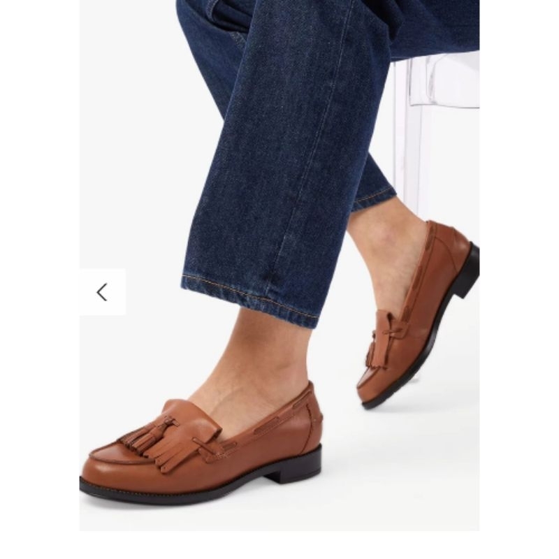 Giày Loafer Nữ, Giày Moca Nữ Đế Thấp Nơ Chuông Tua Rua Màu Nâu Size  36 - 41, Giày Hiệu Xuất Dư YAMI