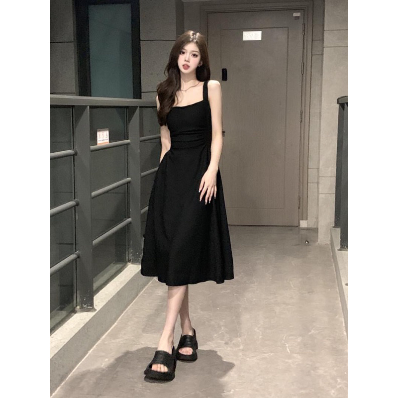 Váy đầm hai dây ôm gọn thắt eo 2 lớp