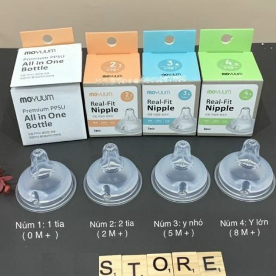 Núm ti thay thế bình sữa Pigeon, Moyuum Hàn quốc số 1/2/3/4 BQSHOP2016