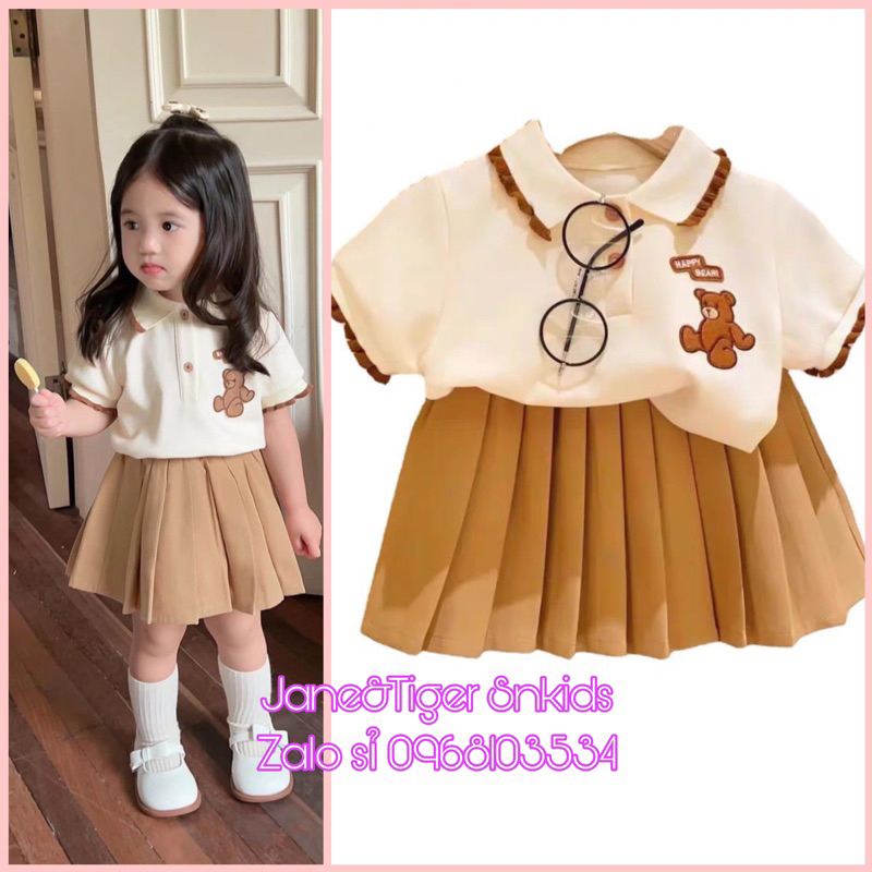 Set áo polo chân váy Jane snkids