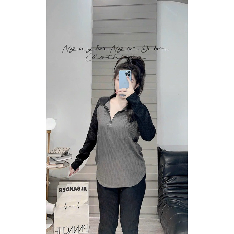 Set Áo Yếm Ống Jeans Nhún Mocking Dáng Xoè + Quần Short Tuyết Nhung