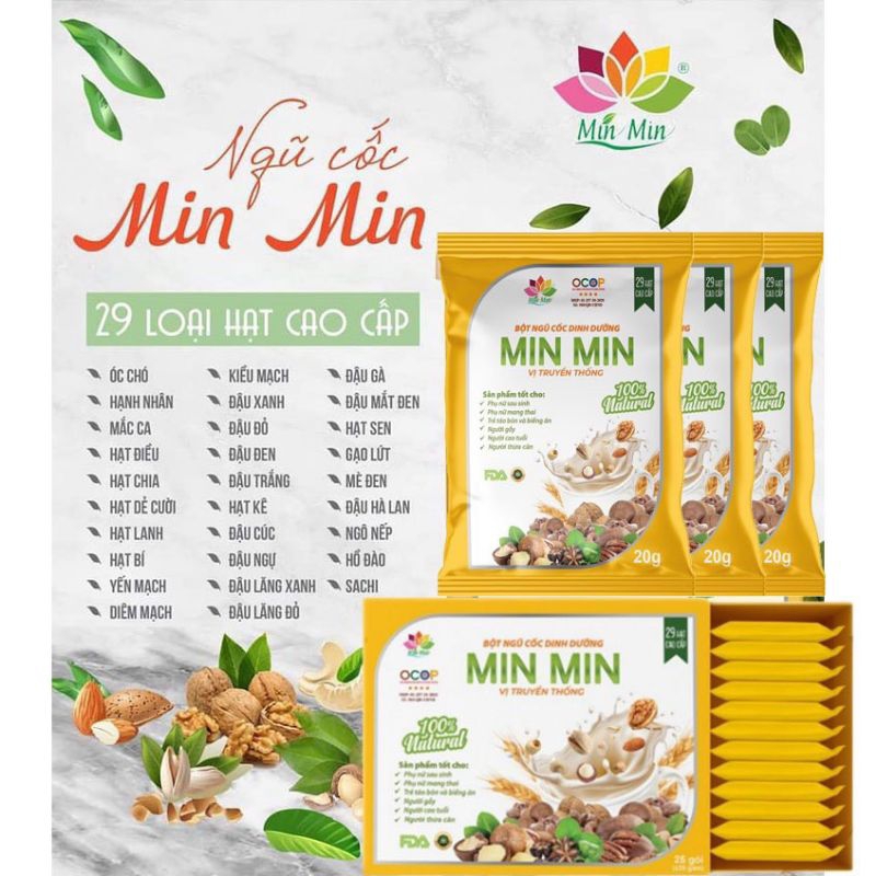 Ngũ cốc min min chính hãng hộp 25 gói cho mọi lứa tuổi - rubykids79