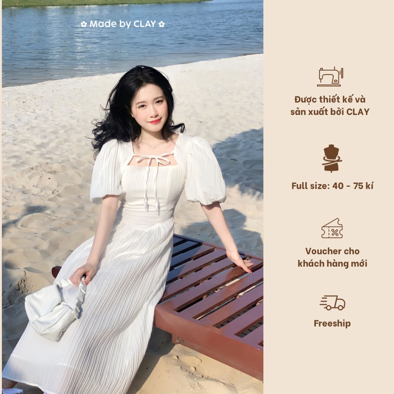 Mei Dress - Váy hai dây dáng dài kèm áo khoác croptop tay bồng có bigsize