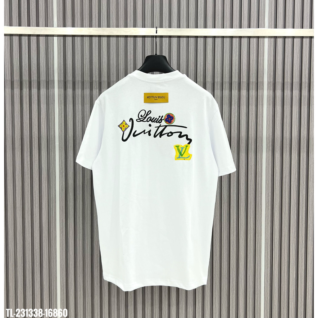 Áo Thun cotton Ngắn Tay In logo Hoa + Thẻ Thời Trang Cho Nam Nữ l1v