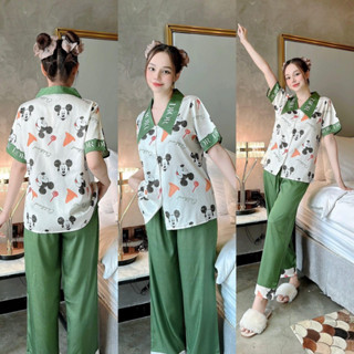 Đồ bộ lụa mềm mịn 2ce cổ nhọn from dưới 62kg