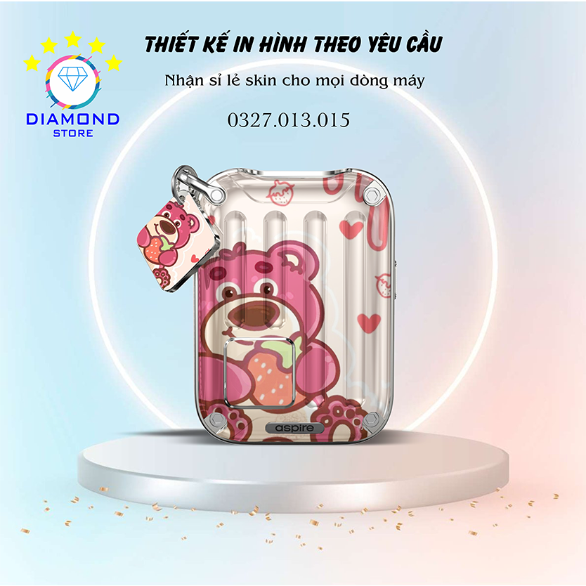 Miếng dán skin mẫu Gấu dâu ngộ nghĩnh cho Xlim V1 V2 , Favo , Feelin , Riil , Avo , Flexus , Wenax ,...