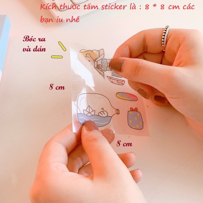 Lẻ 1 tấm sticker Telado dán lọ chiết, trang trí bình nước, sách vở…