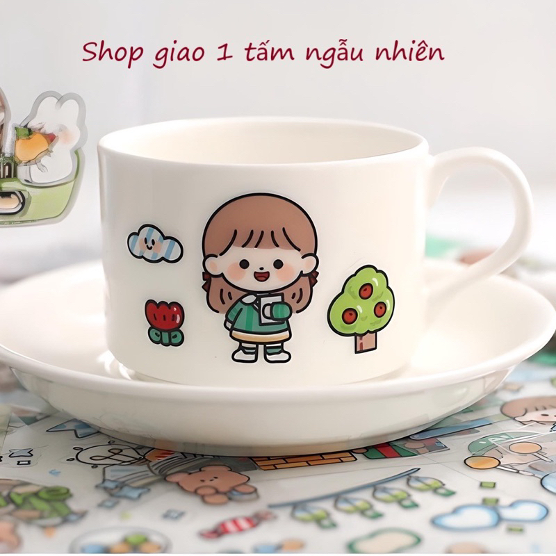 Lẻ 1 tấm sticker Telado dán lọ chiết, trang trí bình nước, sách vở…