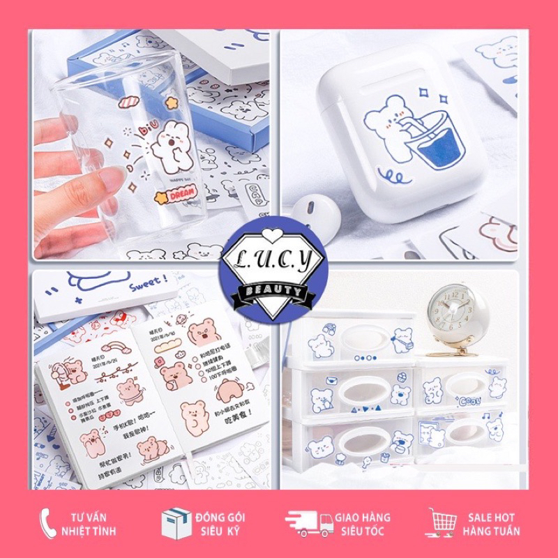 Lẻ 1 tấm sticker Telado dán lọ chiết, trang trí bình nước, sách vở…