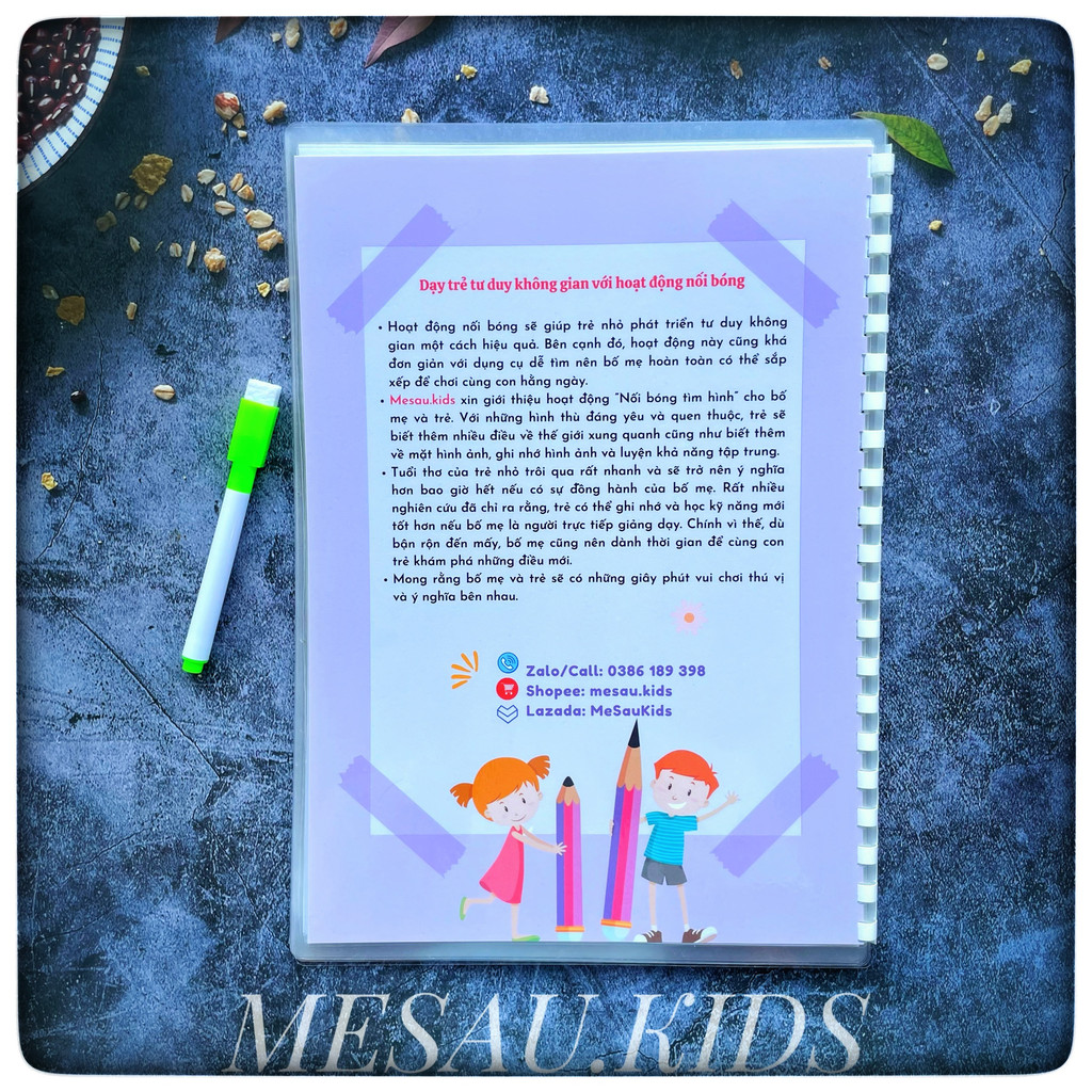 Đồ Chơi Giáo Dục Montessori Nối Hình Bóng Đồ Chơi Tư Duy Logic , Học Liệu Tô Xóa Thông Minh Cho Bé MESAUKIDS