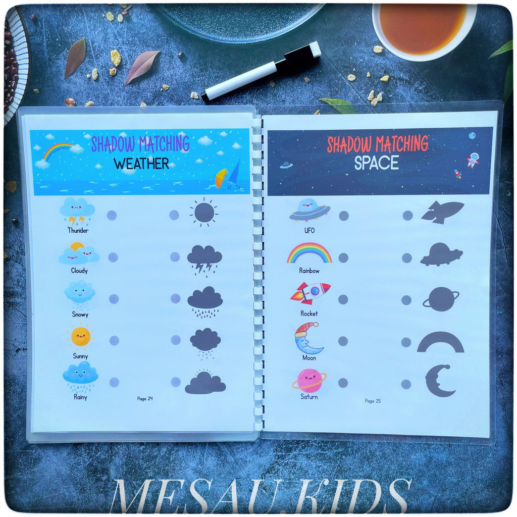 Đồ Chơi Giáo Dục Montessori Nối Hình Bóng Đồ Chơi Tư Duy Logic , Học Liệu Tô Xóa Thông Minh Cho Bé MESAUKIDS