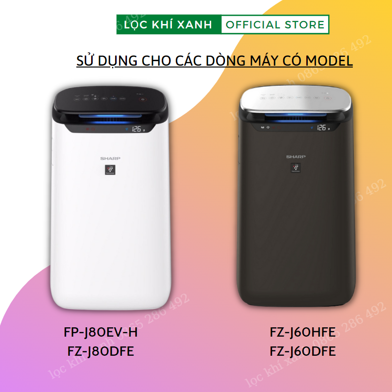 Màng lọc không khí Sharp FP-J60E-W, FP-J80EV-H, FZ-J80HFE, FZ-J80DFE. Màng lọc hepa Sharp, màng than hoạt tính giá rẻ
