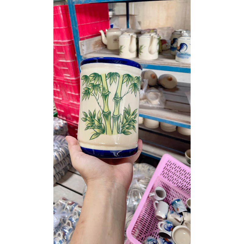 Ống Đũa Gốm Nhiều Màu / Vẽ Gà / Tre Xanh - Gốm Xưa Lái Thiêu Cho Người Hoài Niệm