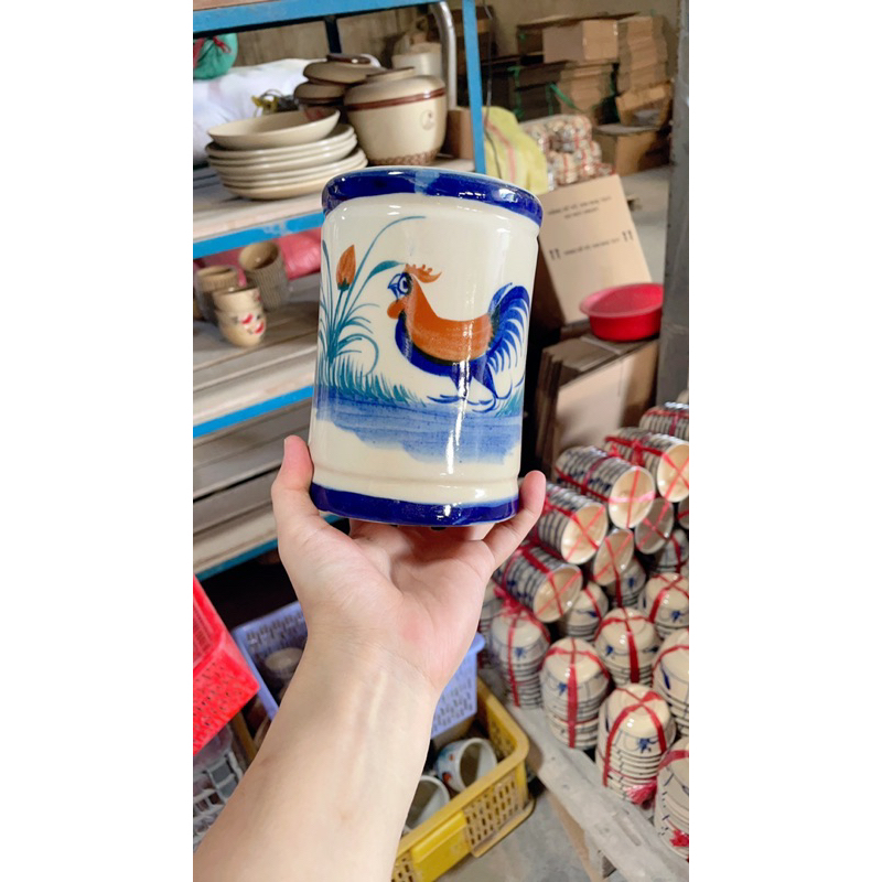 Ống Đũa Gốm Nhiều Màu / Vẽ Gà / Tre Xanh - Gốm Xưa Lái Thiêu Cho Người Hoài Niệm
