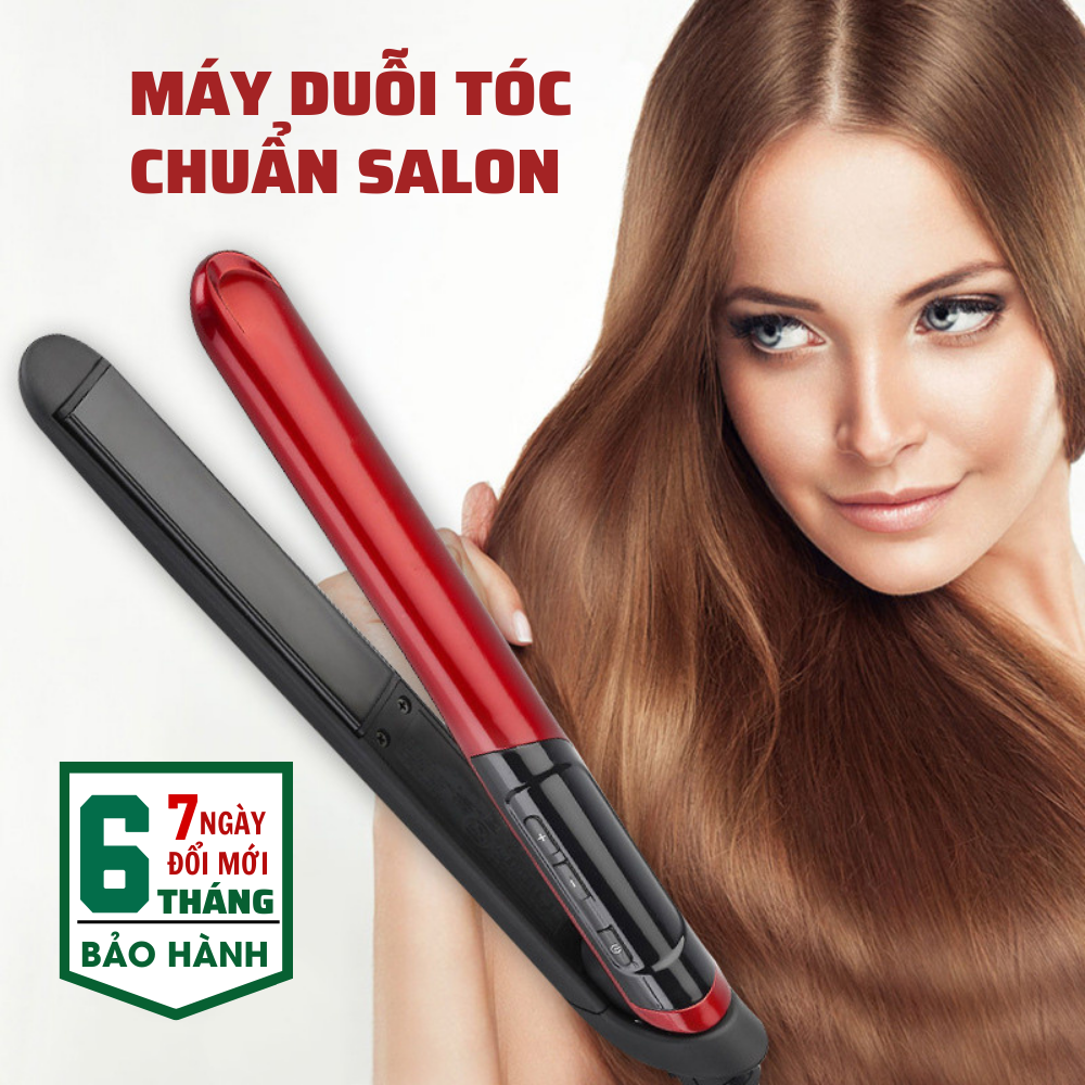 Máy duỗi tóc, uốn xoăn, là thẳng tóc Boorui 01 : Máy làm tóc 2 in 1 chuyên nghiệp, màn LCD, chống bỏng, không hư tổn tóc