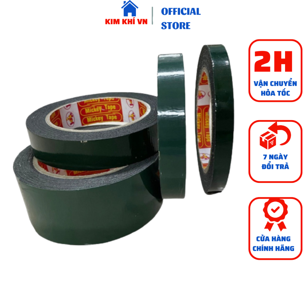 Băng dính xốp xanh 2 mặt dài 5m loại xịn. Siêu dính, Chịu nhiệt cực tốt