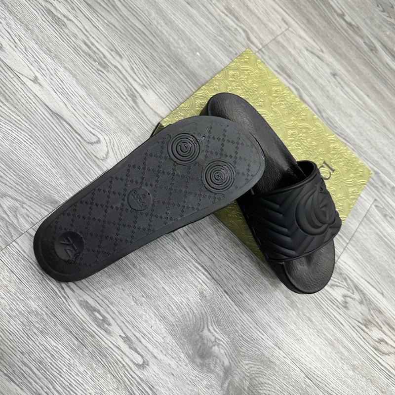 Dép lê nam quai ngang GG cao su đúc quai nổi sọc kẻ logo chữ kiểu dáng đơn giản đẹp DL21P