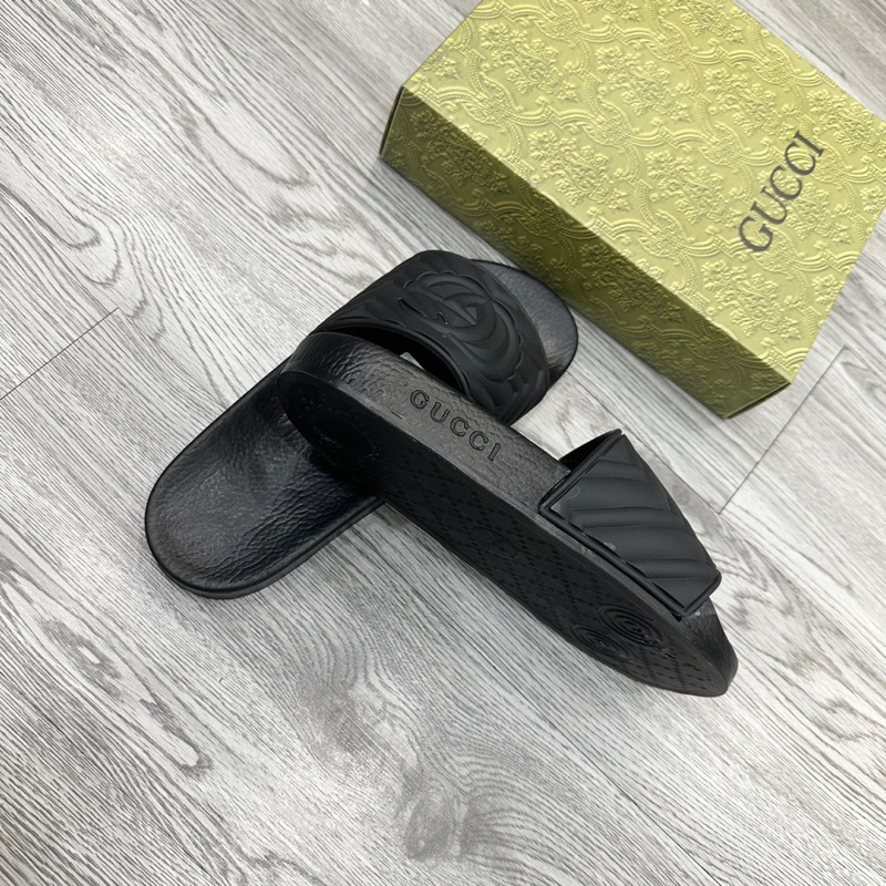 Dép lê nam quai ngang GG cao su đúc quai nổi sọc kẻ logo chữ kiểu dáng đơn giản đẹp DL21P