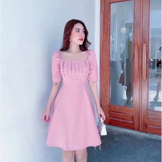 Đầm xếp li ngực 2 màu (kèm hình thật)