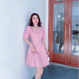 Đầm xếp li ngực 2 màu (kèm hình thật)