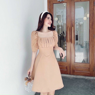 Đầm xếp li ngực 2 màu (kèm hình thật)