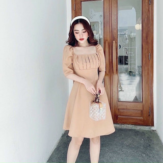 Đầm xếp li ngực 2 màu (kèm hình thật)