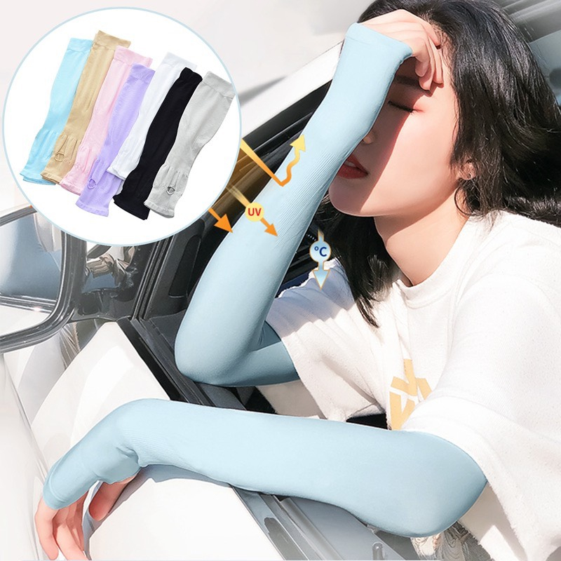 Găng tay chống nắng thun lạnh xỏ ngón, Chống tia UV thoáng khí chất lượng cao