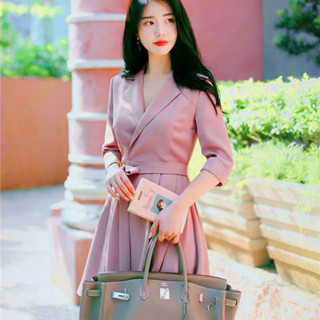 Đầm vest hồng thắt eo (kèm hình thật)